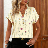 Blouse Décontractée Imprimée Fleurs