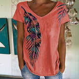 T-shirt Vintage Imprimé Feuilles