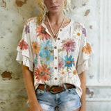 Blouse Vintage à Imprimé Floral