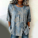 Blouse Imprimée Feuille Vintage