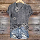 T-shirt à Imprimé Floral Vintage