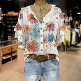 Blouse Vintage à Imprimé Floral