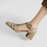 Alina | Sandale T-Strap à Talon Bloc