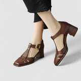 Alina | Sandale T-Strap à Talon Bloc