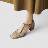 Alina | Sandale T-Strap à Talon Bloc