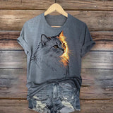 T-shirt Imprimé Chat Décontracté