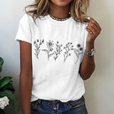 T-shirt à Imprimé Floral Décontracté