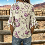 Blouse Vintage à Imprimé Floral