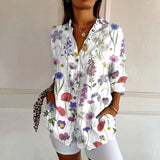 【Manches Longues】Chemise Décontractée à Imprimé Floral