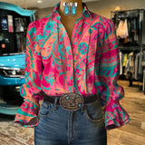 Blouse Vintage à Imprimé Floral