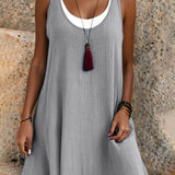Robe débardeur deux pièces décontractée et ample sans manches pour femme