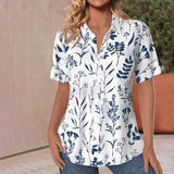 Blouse Décontractée avec Motif de Feuille