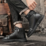 Bottes Chukka en Simili Cuir pour Hommes, Doublées en Fleece