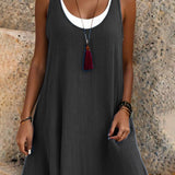 Robe débardeur deux pièces décontractée et ample sans manches pour femme