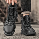 Bottes Chukka en Simili Cuir pour Hommes, Doublées en Fleece