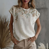 T-shirt Vintage Imprimé Feuille