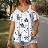 Blouse Élégante avec Imprimé Feuille