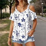 Blouse Élégante avec Imprimé Feuille