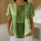 Blouse Décontractée à Blocs de Couleurs