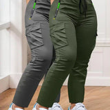 Ensemble de Pantalons de Travail à Taille Élastique en Deux Pièces pour Femmes