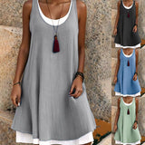 Robe débardeur deux pièces décontractée et ample sans manches pour femme