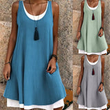 Robe débardeur deux pièces décontractée et ample sans manches pour femme
